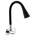 Jagger JBA232 Wall Mounted Brass Kitchen Sink Cock Taps/Faucets for Kitchen Basin with Flexible Neck Dual Flow Black Color 2 Function Shower Flow/Foam Flow (Oreo, Dual Mode Flow)