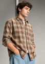 Jai Textiles Men Checkered Casual Brown Shirt