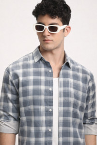 Jai Textiles Men Striped Casual Grey Shirt