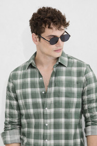 Jai Textiles Men Striped Casual Light Green