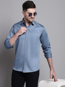 JAINISH Men Solid Casual Blue Shirt