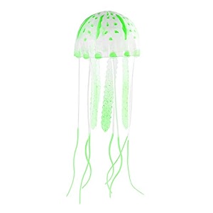 jainsons pet products aquarium glowing artificial silicon jelly fish tank ornament decoration green