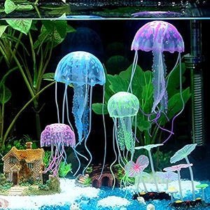 jainsons pet products aquarium glowing artificial silicon jelly fish tank ornament decorationblueyelloworangepurplegreenpink colour may very