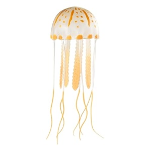 jainsons pet products realistic glowing jellyfish aquarium decoration with soft flowing tentacles perfect marine fish tank ornament to enhance underwater and create a natural look orange