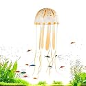 Jainsons Pet Products Artificial Glowing Jellyfish for Aquarium | Floating Silicone Fish Tank Decor | Lifelike Underwater Ornament for Betta Tank, Aquarium Decoration (Yellow)