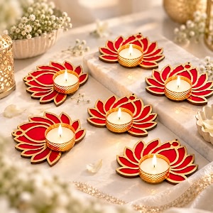 jaipur ace lotus tealight candle holder set of 6 decorative diya candle stand for home dcor table centerpiece pooja room diwali decoration festive dcor living room amp wedding decoration