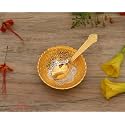 JAIPUR ACE Premium Silver and Gold Plated Bowl Set (Bowl with Spoon) in Red Velvet Box 3.5 Inch Diameter (Pack of 2).