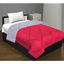 Jaipur Fabric 300 GSM Solid Plain Reversible Summer Microfiber AC Comforter/Duvet| All Season Single Size 3 Layered Quilted Blanket for Single Bed (220 cm x 152 cm, Dark Pink-Smoke White)