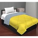 Jaipur Fabric 300 GSM Solid Plain Reversible Summer Microfiber AC Comforter/Duvet| All Season Single Size 3 Layered Quilted Blanket for Single Bed (220 cm x 152 cm, Teal Blue| Ocean Blue)