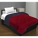 Jaipur Fabric 300 GSM Solid Plain Reversible Summer Microfiber AC Comforter/Duvet| All Season Single Size 3 Layered Quilted Blanket for Single Bed (220 cm x 152 cm, Maroon-Dark Grey)