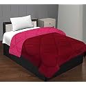 Jaipur Fabric 300 GSM Solid Plain Reversible Summer Microfiber AC Comforter/Duvet| All Season Single Size 3 Layered Quilted Blanket for Single Bed (220 cm x 152 cm, Maroon-Pink)
