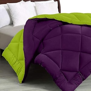 jaipur fabric microfiber solid double bed comforter  quiltac blanket for ac room amp winter season colour- purple green