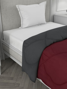 jaipur fabric solid single comforter for  mild winter microfiber maroon dark grey