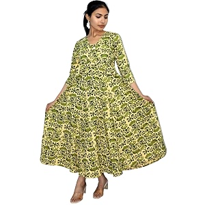 JAIPUR HAND BLOCK Sleeveless Cotton A Line