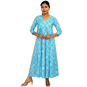 JAIPUR HAND BLOCK Sleeveless Cotton A Line