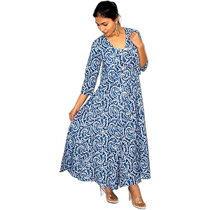 JAIPUR HAND BLOCK Cotton Sleeveless Long Flared