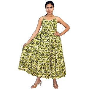 JAIPUR HAND BLOCK Cotton Sleeveless Long Flared