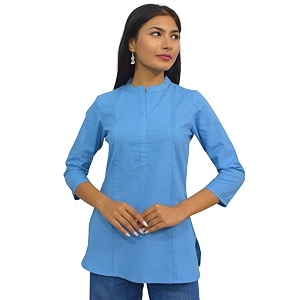 JAIPUR HAND BLOCK Womens Pintuck Plain Short