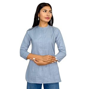 JAIPUR HAND BLOCK Womens Pintuck Plain Short