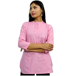 JAIPUR HAND BLOCK Womens Pintuck Plain Short