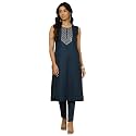 Jaipur Kurti Embroidered Sleeveless Kurta