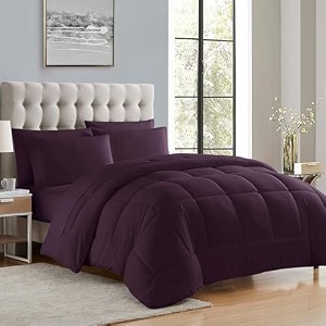 machine stitch quilted comforterquilt bed cover for doubleking size bed luxury breathable cozy super soft comforter 90x100 inches purple