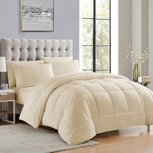 machine stitch quilted comforterquilt bed cover for doubleking size bed luxury breathable cozy super soft comforter 90x100 inches off-white