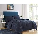 Machine Stitch Quilted Comforter/Quilt Bed Cover for Double/King Size Bed Luxury Breathable Cozy Super Soft Comforter (90X100 Inches) (Dark Blue)