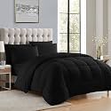 Machine Stitch Quilted Comforter/Quilt Bed Cover for Single Size Bed Luxury Breathable Cozy Super Soft Comforter (60x90 Inches) (Black)