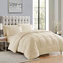 Machine Stitch Quilted Comforter/Quilt Bed Cover for Double/King Size Bed Luxury Breathable Cozy Super Soft Comforter (90X100 Inches) (Off-White)
