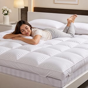 3000 gsm premium mattress topper double size 72 x 75 inch imported super microfiber mattress padding extra soft quilted bed topper with elastic corner straps white