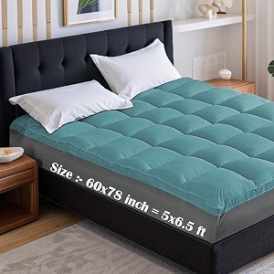 soft 1000 gsm mattress paddingtopper for comfortable sleep sky blue 5ft x 65 ft - queen 60x78inch polycotton