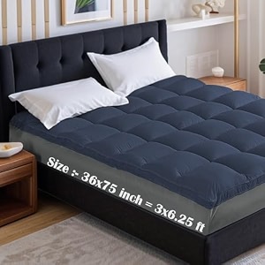 soft 1000 gsm mattress paddingtopper for comfortable sleep dark blue 3ft x 625 ft - single 36x75inch polycotton