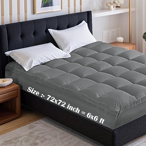 soft 1000 gsm mattress paddingtopper for comfortable sleep grey 6ft x 6 ft - double 72x72inch polycotton