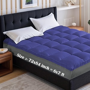 soft 1000 gsm mattress paddingtopper for comfortable sleep royal blue 6ft x 7 ft - california king 72x84inch polycotton