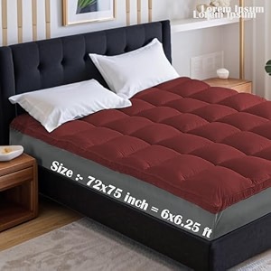 soft 1000 gsm mattress paddingtopper for comfortable sleep maroon 6ft x 625 ft - double 72x75inch polycotton