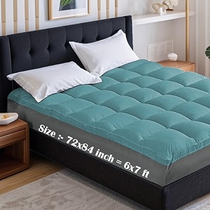 soft 1000 gsm mattress paddingtopper for comfortable sleep sky blue 6ft x 7 ft - california king 72x84inch polycotton