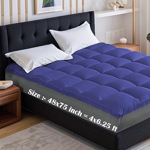 soft 1000 gsm mattress paddingtopper for comfortable sleep royal blue 4ft x 625 ft - twin 48x75inch polycotton