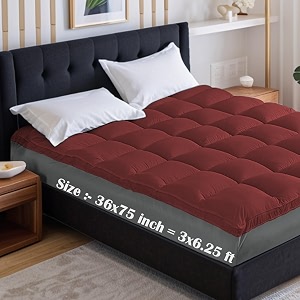 soft 1000 gsm mattress paddingtopper for comfortable sleep maroon 3ft x 625 ft - single 36x75inch polycotton