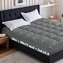 Soft 1000 GSM Mattress Padding/Topper for Comfortable Sleep (Grey, 5Ft x 6.25 Ft - Queen 60X75Inch, Polycotton)