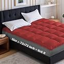 Soft 1000 GSM Mattress Padding/Topper for Comfortable Sleep (Red, 6Ft x 6 Ft - Double 72X72Inch, Polycotton)