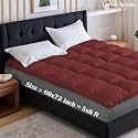 Soft 1000 GSM Mattress Padding/Topper for Comfortable Sleep (Maroon, 5Ft x 6 Ft - Queen 60X72Inch, Polycotton)