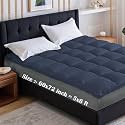 Soft 1000 GSM Mattress Padding/Topper for Comfortable Sleep (Dark Blue, 5Ft x 6 Ft - Queen 60X72Inch, Polycotton)