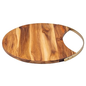 standard wooden platter serving tray for pizza snacks fruits amp dishes  premium solid teak wood chopping amp cutting board  tourcoing platter with brass handle