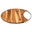 Standard Wooden Platter Serving Tray for Pizza, Snacks, Fruits &amp; Dishes | Premium Solid Teak Wood Chopping &amp; Cutting Board | Tourcoing Platter with Brass Handle