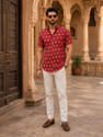 JAIPUR RAJWADA Men Printed Casual Red Shirt