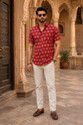 JAIPUR RAJWADA Men Printed Casual Red Shirt
