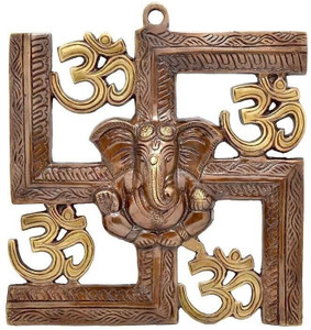 jaipurcrafts premium lord swastik om with ganesha wall hanging for homeoffice wall decor decorative showpiece  -  2286 cm