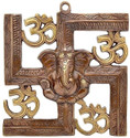 JaipurCrafts Premium Lord Swastik Om With Ganesha Wall Hanging for Home/Office Wall Decor Decorative Showpiece  -  22.86 cm