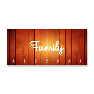 jaipurcrafts premium family printed wooden key holder 29 cm x 145 cm x 04 cm - 7 hooks